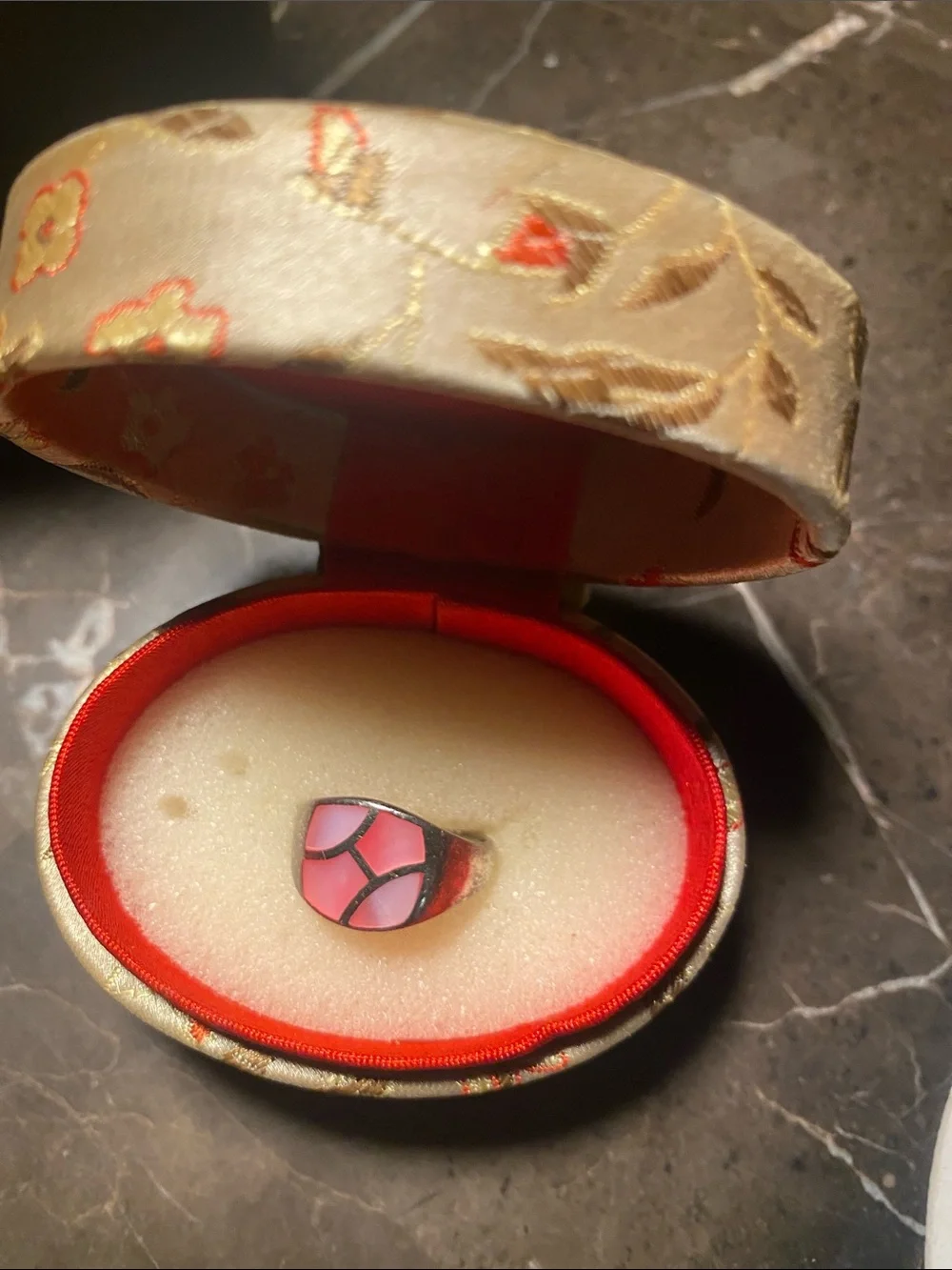 Pink Mosaic Inlay Dome Ring - Women Jewelry